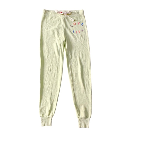 Wildfox Love Life Light Green Jogger Sweatpants Size Small - NWT - Picture 2 of 8